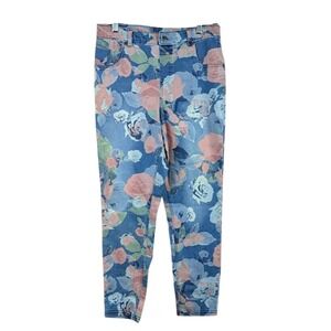 Hue Roses Denim Skimmer Leggings - Multi Color Size M Hi Rise Floral